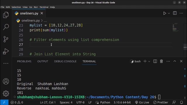 26. How to write clean and concise code with Python One liners - Python Beginner Boost смотреть онлайн