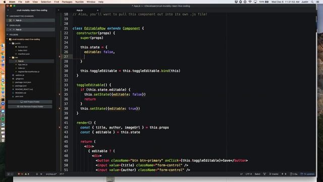 Live Coding a React + AJAX App - part 2 (CRUD Mutably Goal) смотреть онлайн
