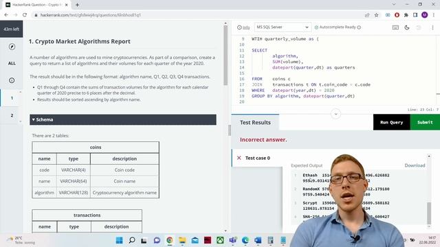 SQL ADVANCED Certification Part 1 on Hackerrank - Crypto Market Algorithms Report смотреть онлайн