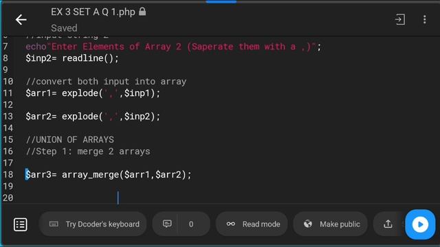 PHP Indexed Array Operations: Union & Random Traverse | BCA Sem 3 Lab Assignment 3 Set A Q1 Solutio смотреть онлайн