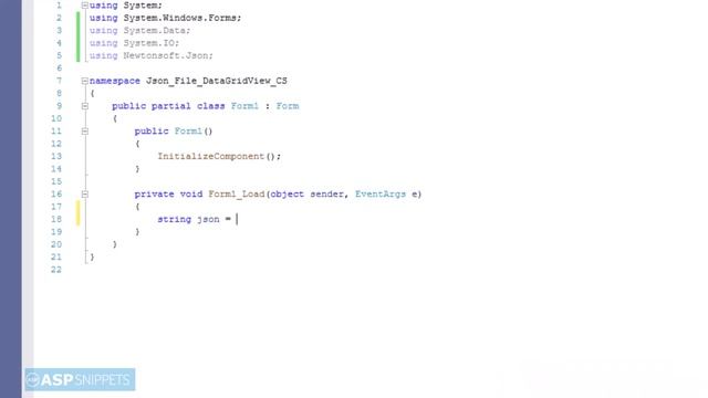 Bind data from JSON file to DataGridView in Windows Forms using C# смотреть онлайн