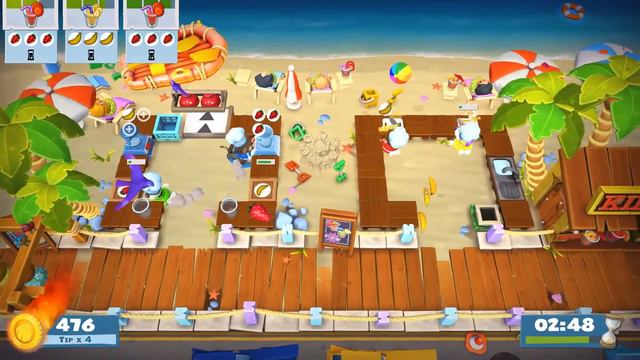 Overcooked 2 - Surf 'N' Turf Stage 1-1 | 4 Players 4 Stars смотреть онлайн