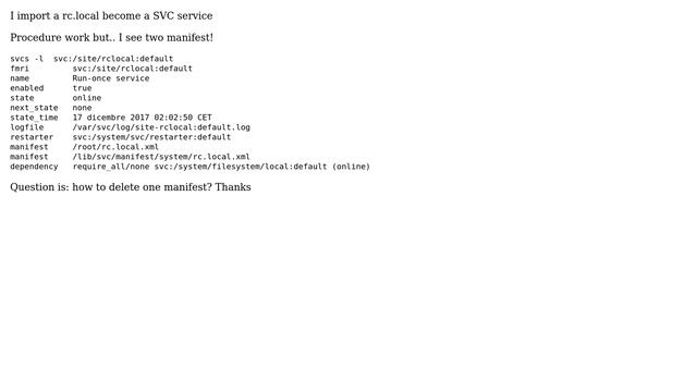 Unix & Linux: Solaris 11: two manifest for service! I want one смотреть онлайн