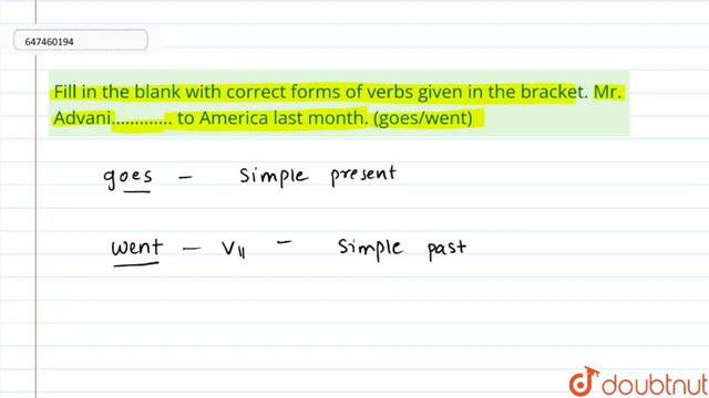 Fill in the blank with correct forms of verbs given in the bracket. Mr. Advani……....... to Ameri... смотреть онлайн