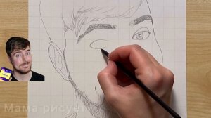 Рисуем лицо ПАРНЯ / Рисуем Мистер Бист - портрет популярного блогера MrBeast / Boy Face drawing