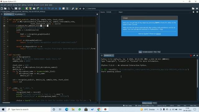 Speech To Text using Python Speechrecognition Google API смотреть онлайн