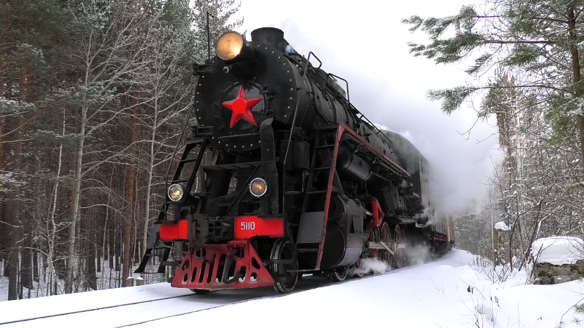 Паровоз Л-5110 с туристическим поездом "Уральский экспресс" Екатеринбург — Верхняя Пышма