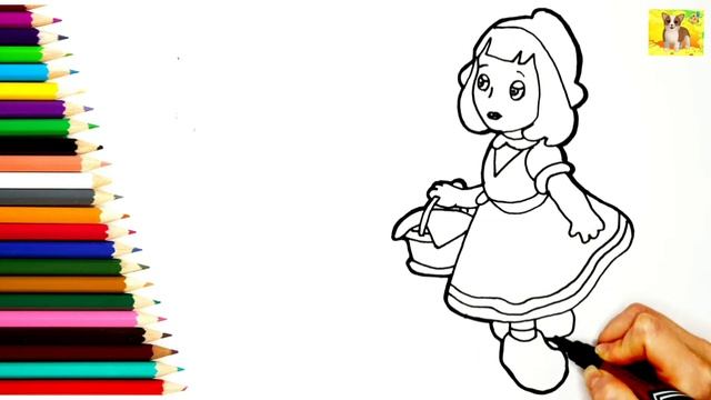 Раскраска Рисунок для детей Красная Шапочка.Мультик Раскраска. смотреть онлайн