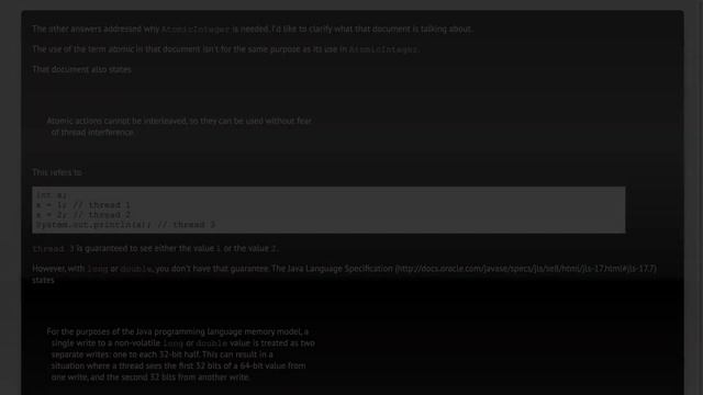 Why is AtomicInteger needed if writes and reads to int variables are atomic? смотреть онлайн