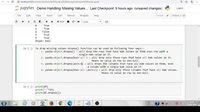 Handling Data Frame Missing Values using isnull(), dropna(), fillna() смотреть онлайн