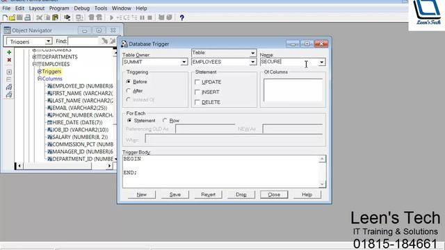 How to create a Database trigger from Oracle Fusion Middleware(Forms Builder) 11g смотреть онлайн