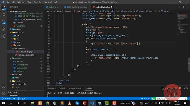 (07) Part-2 Full Calendar js | Create Event in Calendar | Make Calendar clickable | Create event смотреть онлайн