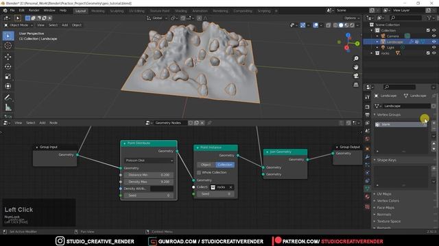 Blender procedural landscape with geometry node . Make your own customise options procedurally. смотреть онлайн