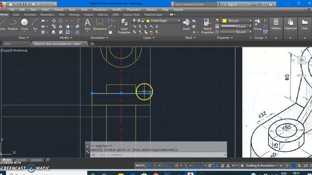 6. Orthographic Projection - Side View with a problem on AutoCAD using minimum command смотреть онлайн