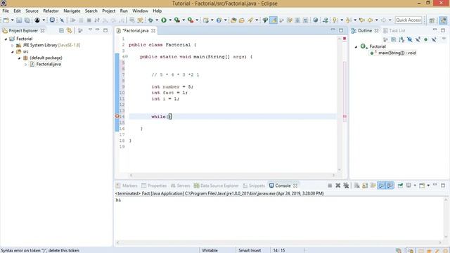 factorial program in java смотреть онлайн