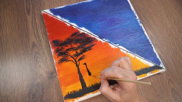 How to draw Savannah / Acrylic Painting on Canvas Step by Step l Satisfying Art смотреть онлайн