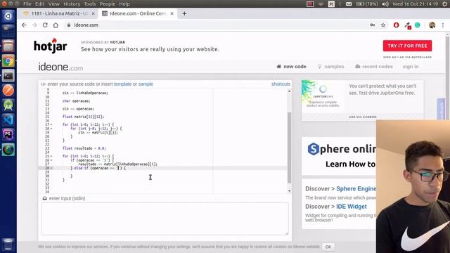 Curso Lógica de programação - Exercício URI 1181 Matrizes смотреть онлайн