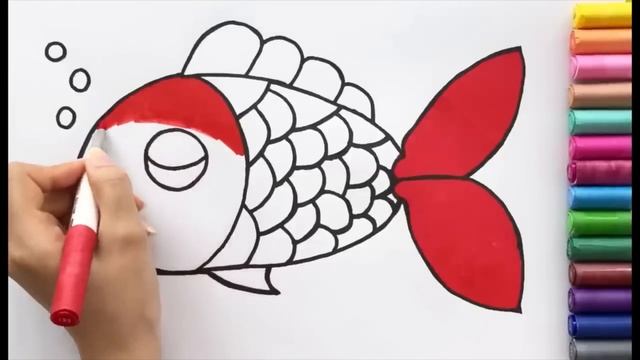 Easy drawing and coloring of colorful fish for kids and ?toddlers| смотреть онлайн