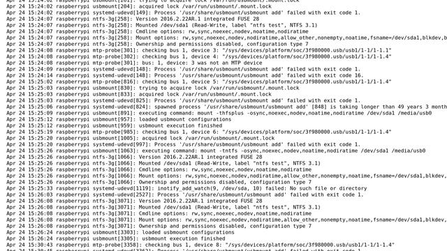 Raspberry Pi: Auto-mounting NTFS with usbmount gives error "Transport endpoint is not connected" смотреть онлайн