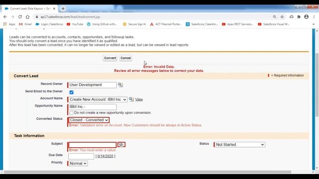 Learning Salesforce - Session 42 - Lead Conversion Process смотреть онлайн