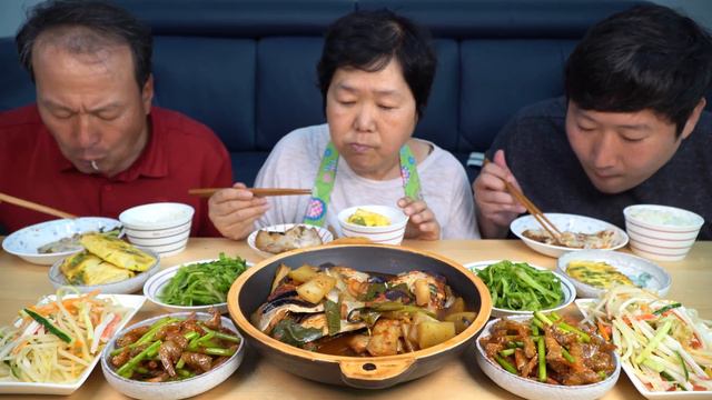 가자미조림, 건새우볶음, 두부구이 한식 한 상 먹방! (Braised Flatfish, Stir-fried Shrimp) 요리&먹방!! - Mukbang Eating Show