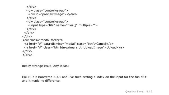 HTML : Input Type File Not Working In Bootstrap Modal смотреть онлайн