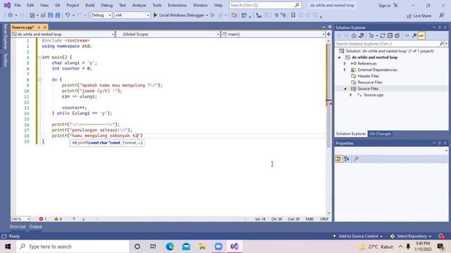 Perulangan Do/while and Nested Loop menggunakan C++ Visual Studio смотреть онлайн