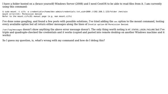 mount error 13 centos 7 смотреть онлайн