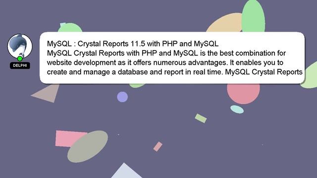 MySQL : Crystal Reports 11.5 with PHP and MySQL смотреть онлайн