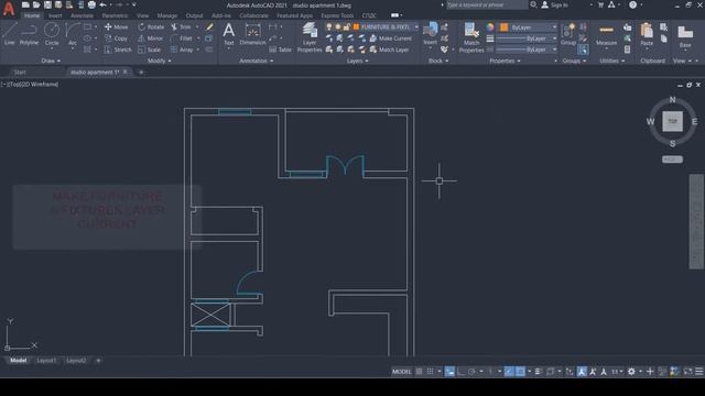 AutoCAD 2D Basics - Tutorial to draw a simple floor plan (Fast and effective!) PART 2 смотреть онлайн
