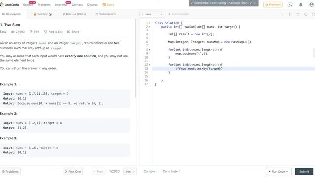 Two Sum (Leetcode Solution #1)