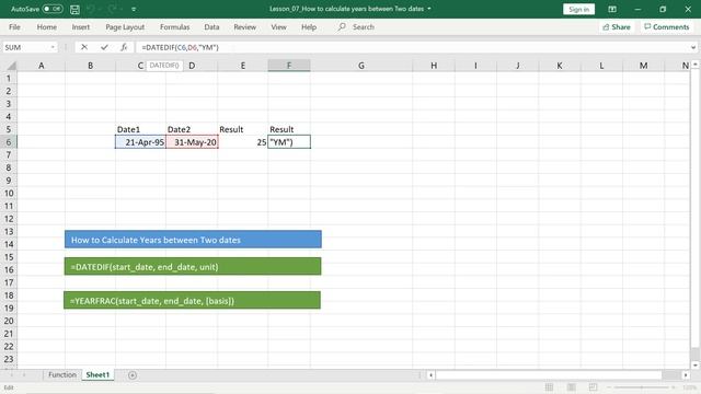How to Calculate years between two dates in Tamil | Using DATEDIF and YEARFRAC Formula | смотреть онлайн