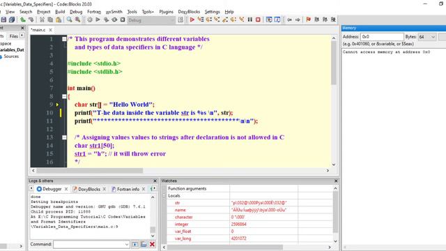Variables and Data Specifiers in C смотреть онлайн