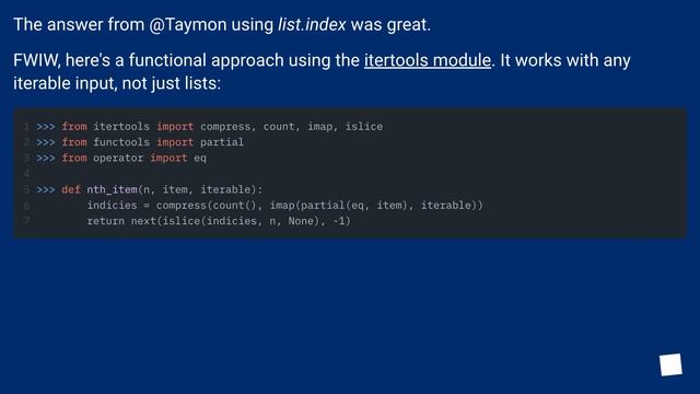 Find the index of the n'th item in a list смотреть онлайн