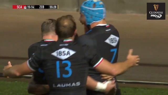 Pierre Bruno intercepts and races to the line for Zebre смотреть онлайн