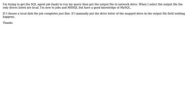 DevOps & SysAdmins: MSsql 2008 sql agent task output to network drive смотреть онлайн