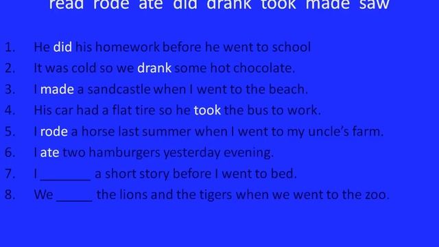 beginners grammar, past simple exercise 1 смотреть онлайн