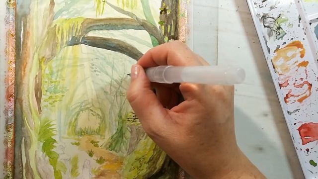 Watercolor Forest Painting смотреть онлайн