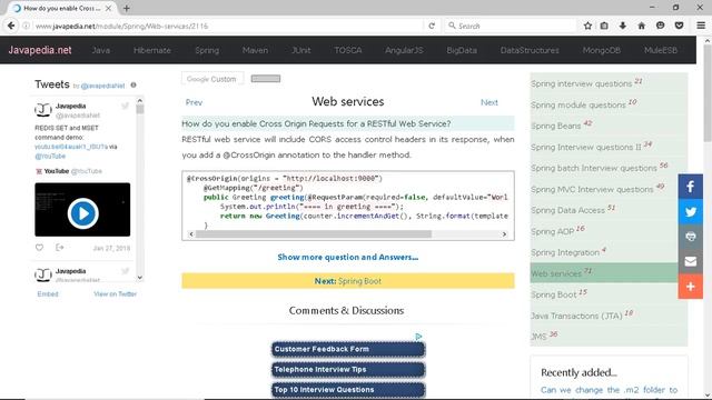 How do you enable Cross Origin Requests for a RESTful Web Service?
| javapedia.net смотреть онлайн