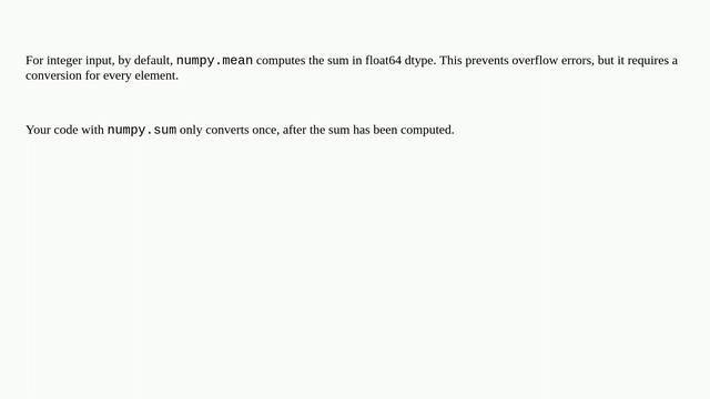 Why is a combination of numpy functions faster than np.mean? смотреть онлайн