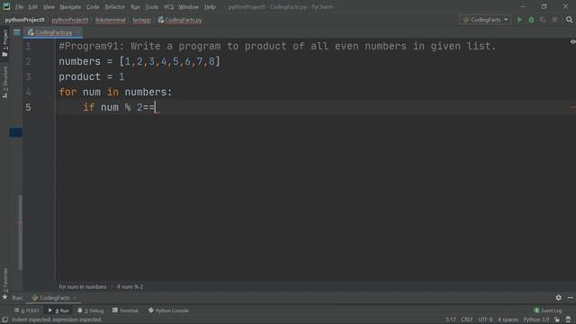 Product Of Even Numbers From List | Program 91 | Solutions For Python 100 Exercises | CodingFacts смотреть онлайн