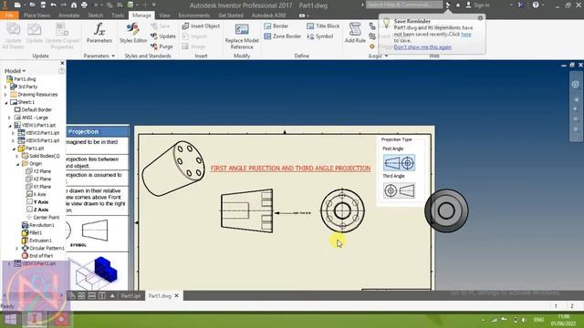 PROJECTION DETAILS IN AUTODESK INVENTOR II PROJECTION VIEW SETTING смотреть онлайн