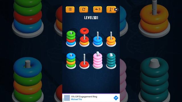 Hoop Sort Puzzle - Color Ring Stack Sorting Game Level 501 Solution смотреть онлайн