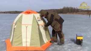Установка и сборка зимней палатки в сильный ветер [salapinru]