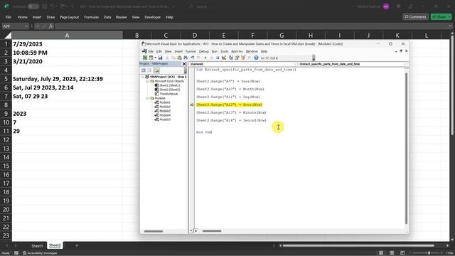 #23 How to Create and Manipulate Dates and Times in Excel VBA смотреть онлайн