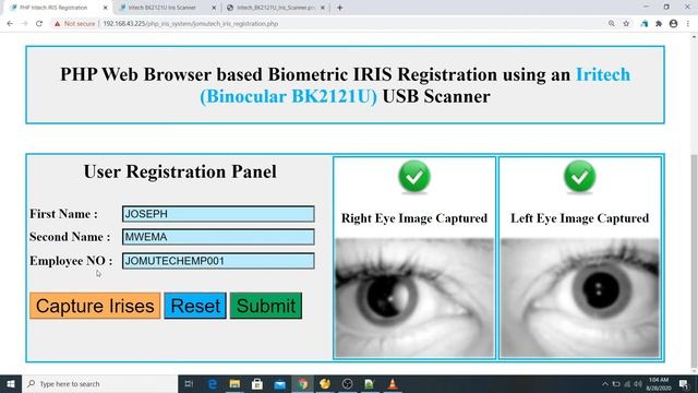 Iris Biometric Recognition Demo in Web PHP using BK2121U Iris Scanner - This is NOT a TUTORIAL смотреть онлайн