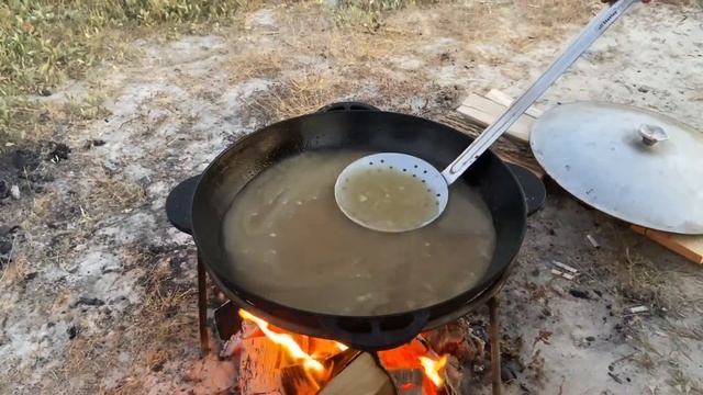 Каша гречневая по-купечески в казане на костре! смотреть онлайн