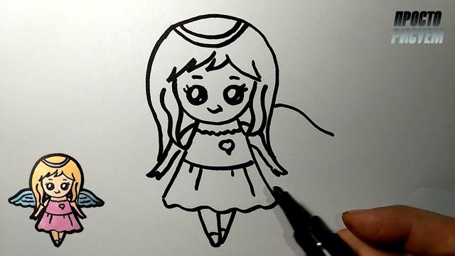 Как нарисовать МИЛУЮ ДЕВОЧКУ с крыльями, Просто рисуем смотреть онлайн