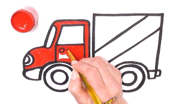 Как нарисовать МАШИНУ ГРУЗОВИК / мультик раскраска ГРУЗОВИК для детей / Раскраски малышам смотреть онлайн