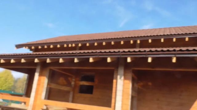 Кровля из ЦПЧ Braas на доме из бруса. смотреть онлайн